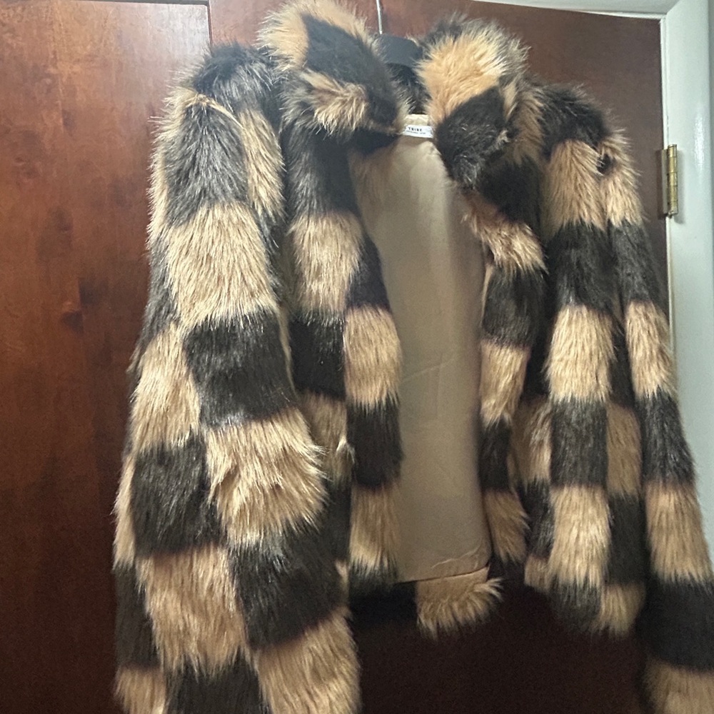 12th Tribe Black and Tan Fur-Trimmed Jacket